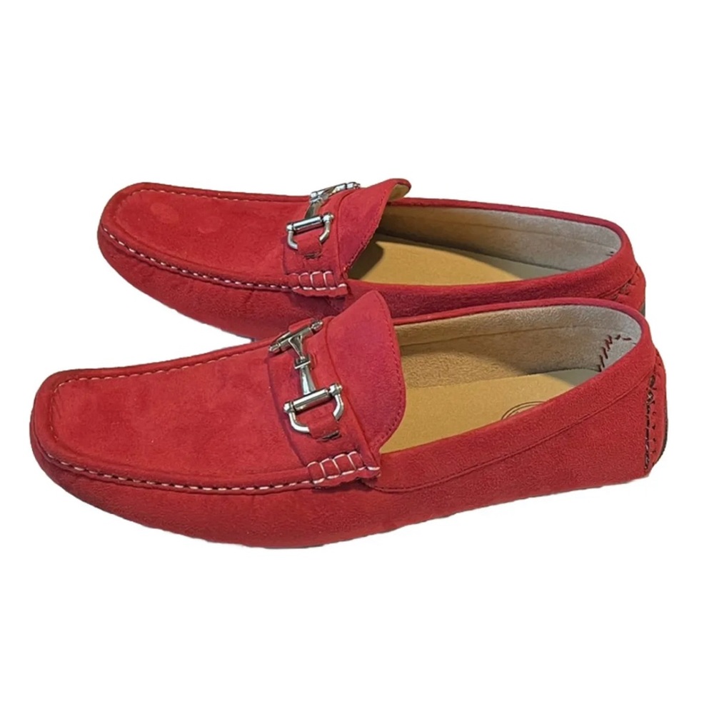 Amali Driving Moccasins Red Suede Loafer Slip On Horse Bit Shoe Driver Mens 8,5